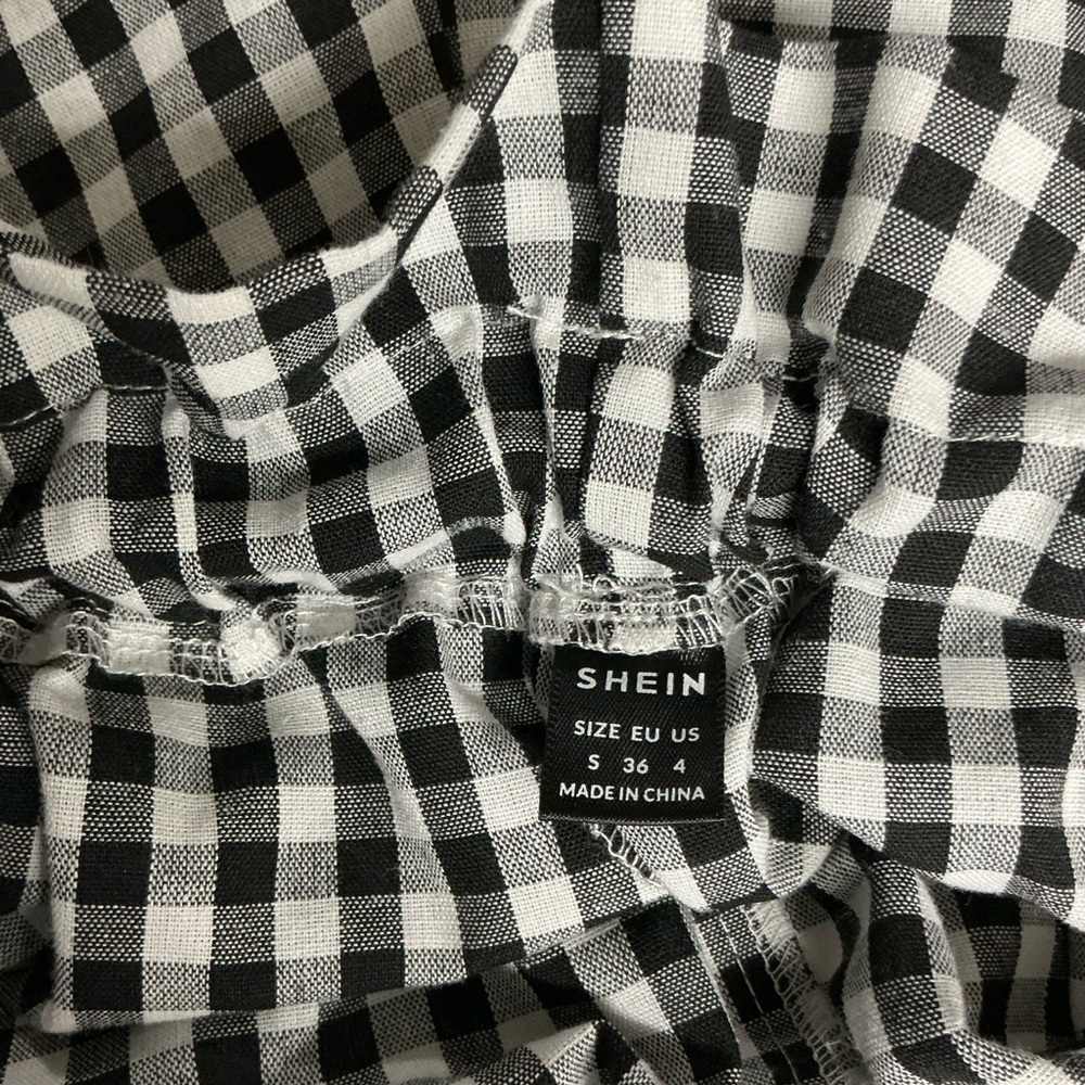 SHEIN Black and White High Waist Gingham Shorts - Picture 2 of 2